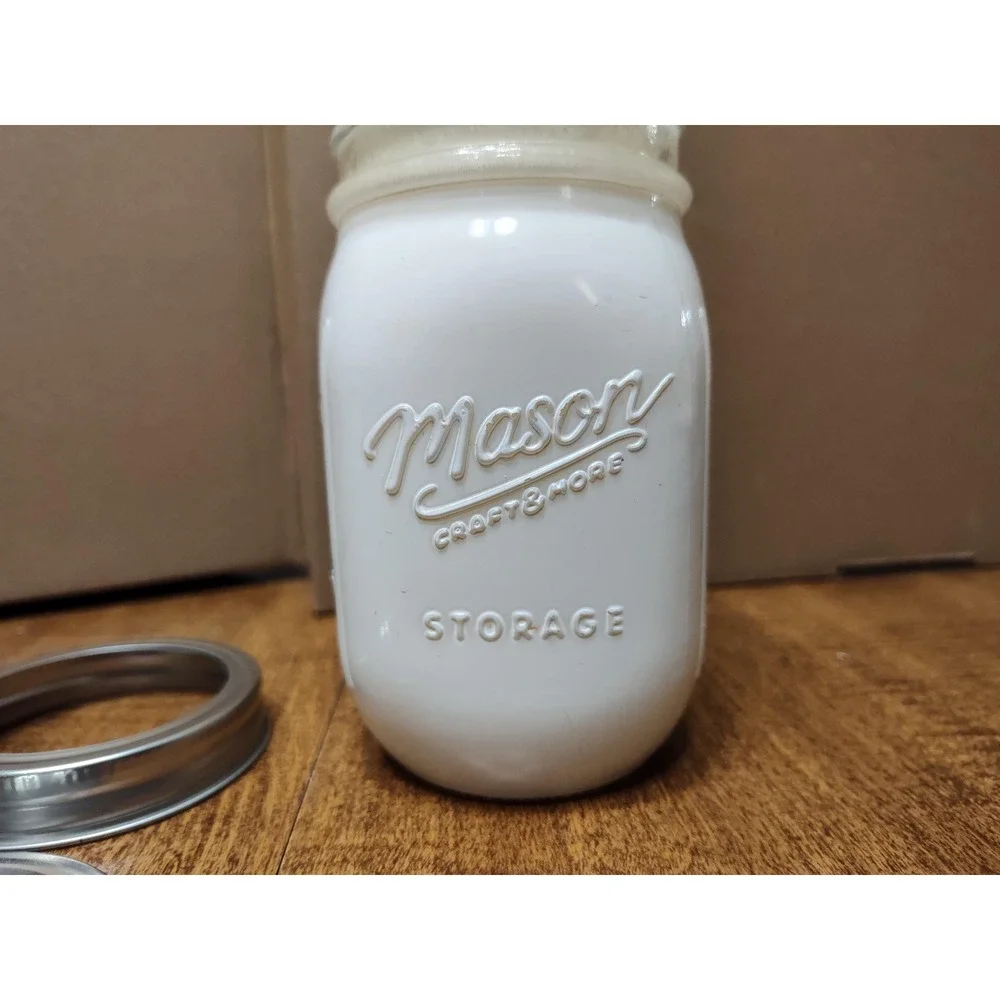 Handmade Vanilla Scented Candle White Mason Craft More Glass Jar 15 oz